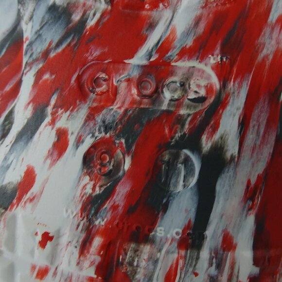 Crocs Marbled Slides Sandals Men's Size 9 Women's 11 Red Gray Colorful - Picture 10 of 11